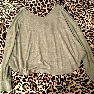 Fun grey cropped light weight sweater with cute back that ties